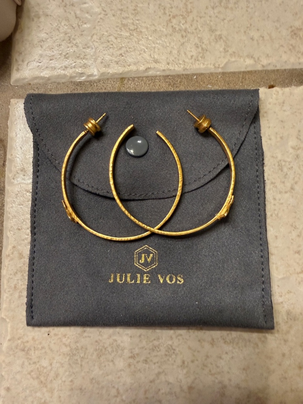 Julie Vos Gold Textured Bee Hoop Earrings